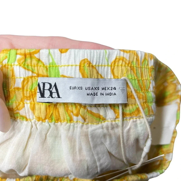 Zara‎ Cream Yellow Retro Floral Pull On Board Shorts Yellow Size XS - Picture 8 of 9